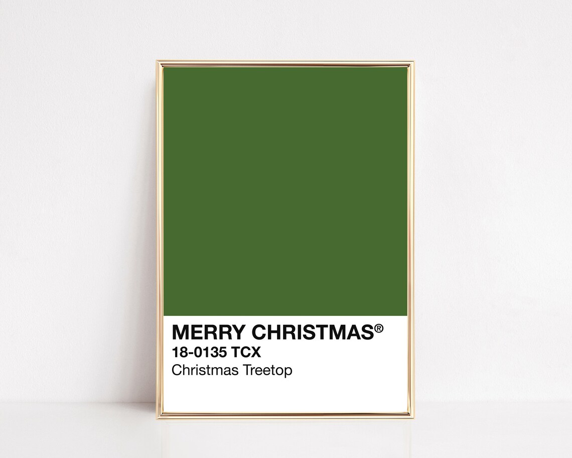 Merry Christmas Pantone Swatch Deep Green Treetop Holiday Poster