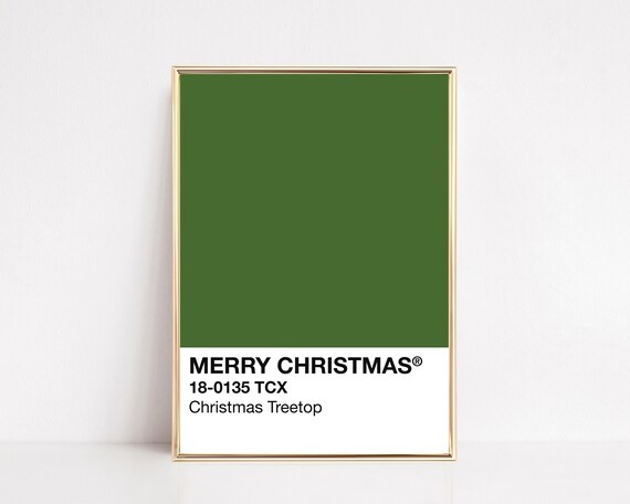 Merry Christmas Pantone Swatch Deep Green Treetop Holiday Poster