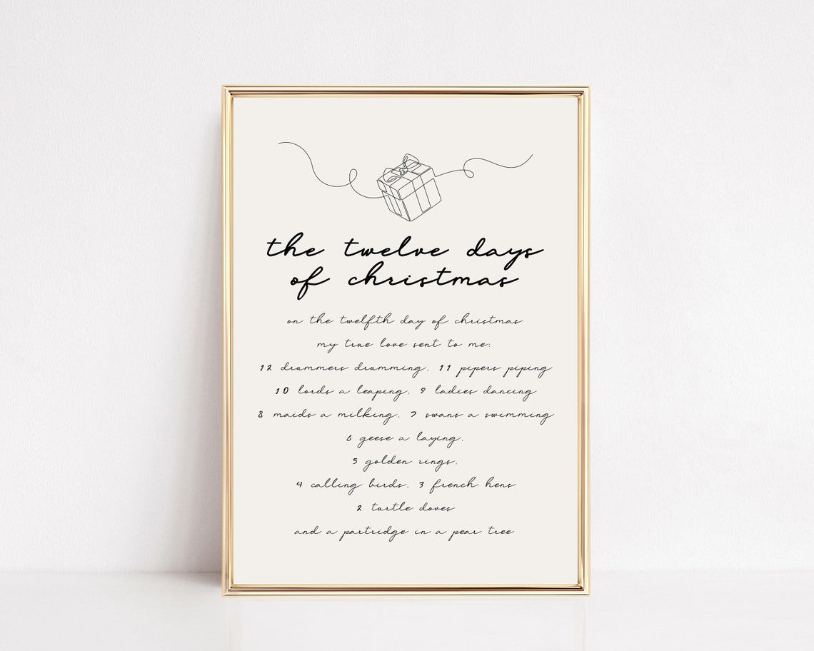 Neutral Christmas Decor 12 Days Of Christmas Wall Art Farmhouse Christmas Christmas Holiday Art Kikiandnim Art