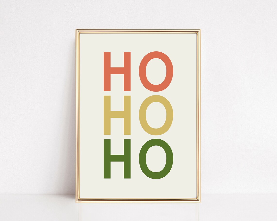 Ho Ho Ho Playful Colorful Block Letter Christmas Wall Art Modern