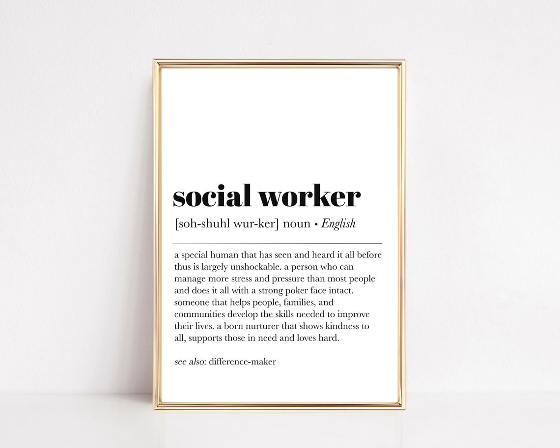 Social Worker Funny Definition Print for Graduation Gift Office Decor