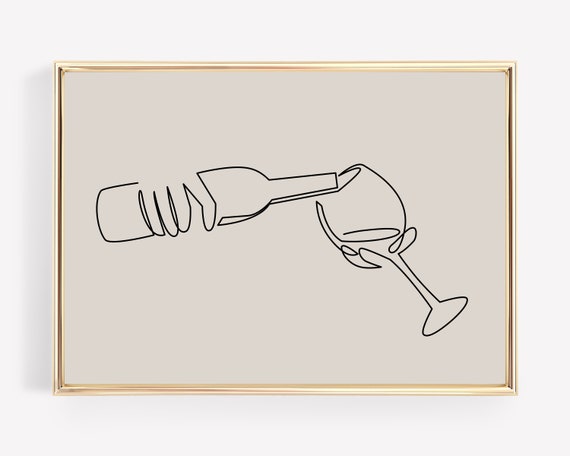 Cheers Bar Cart Wine Line Art Art Print