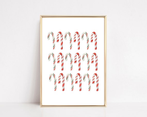 Christmas Candy Cane Decor, Classic Christmas Art Print