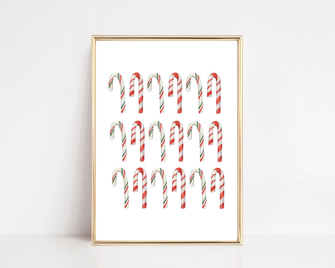Christmas Candy Cane Decor, Classic Christmas Art Print