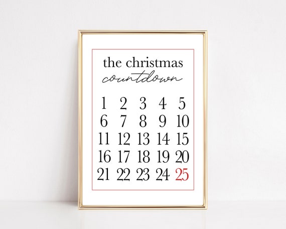 Christmas Countdown Minimalist Holiday Wall Art