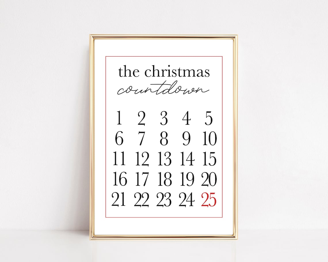 Christmas Countdown Minimalist Holiday Wall Art
