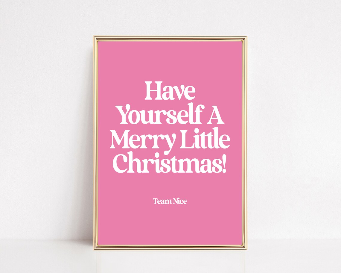 Pink Christmas Decor Merry Little Christmas Art Print - Image 2