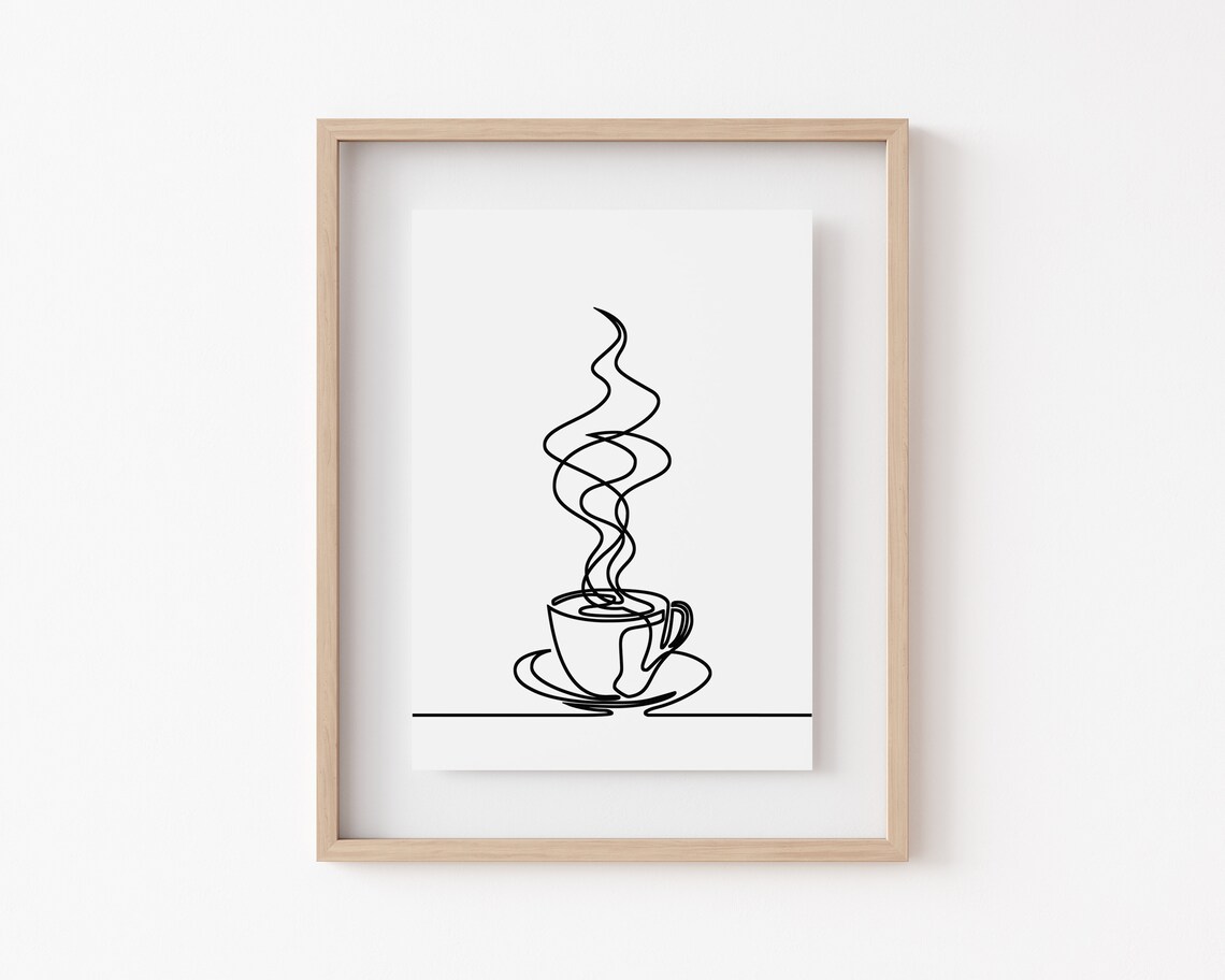 Kitchen Line Drawing Coffee Bar Art Print - Image 2