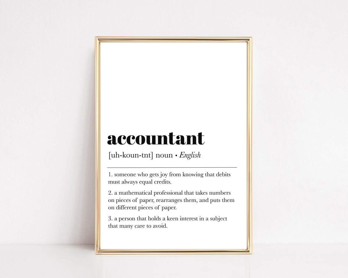 Accountant Definition Funny Office Wall Art Print