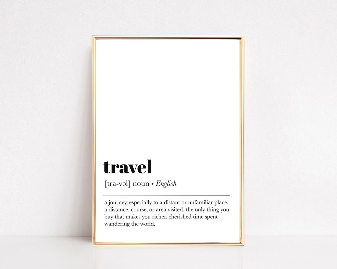 Travel Definition Wanderlust Journey Minimalist Dictionary Wall Poster