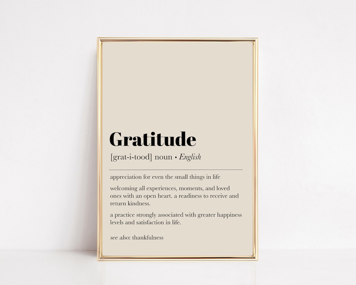 Gratitude Definition Inspirational Thanksgiving Wall Art