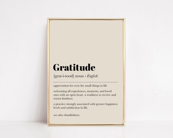 Gratitude Definition Inspirational Thanksgiving Wall Art