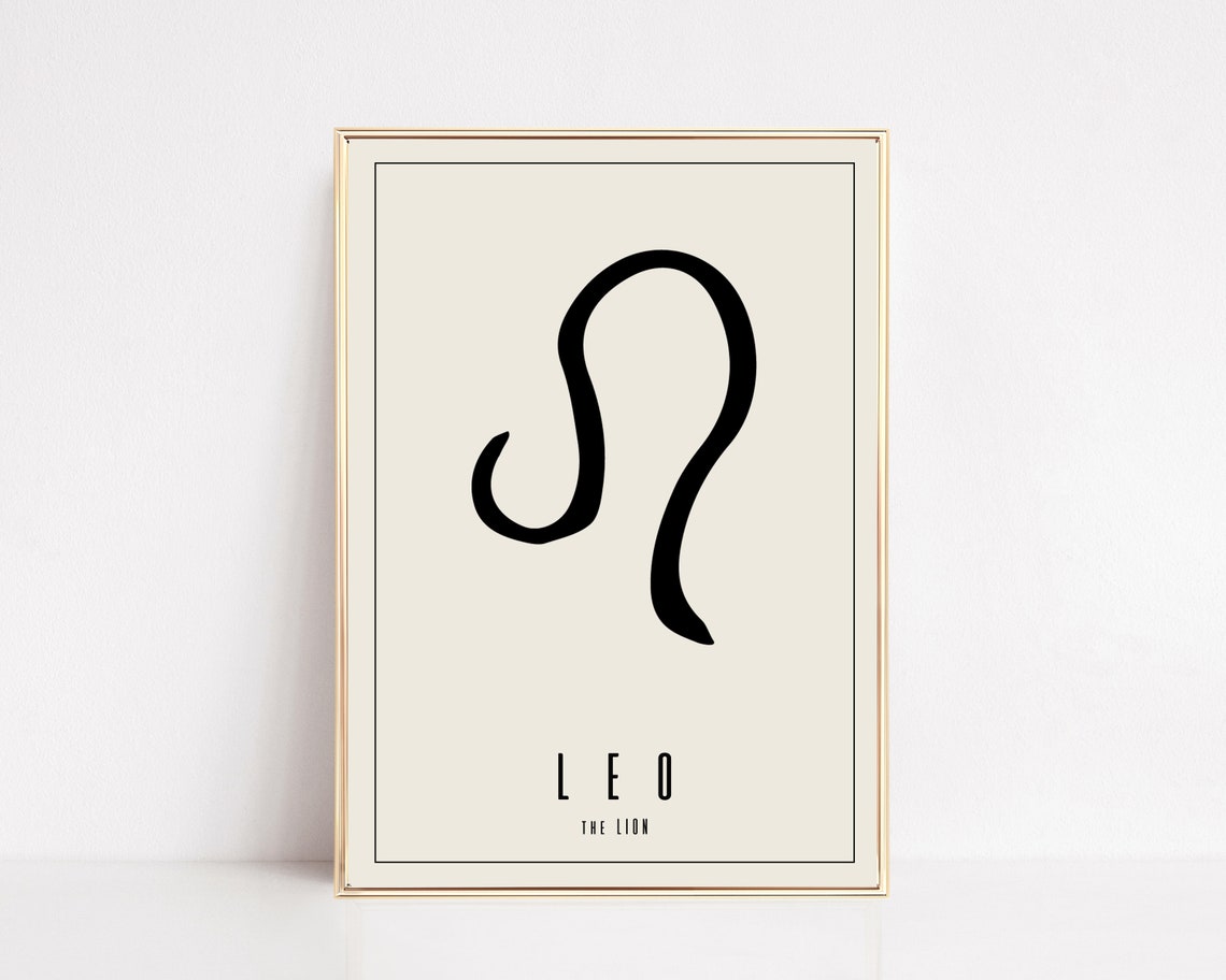Minimalist Leo Zodiac Symbol The Lion Astrology Decor Poster