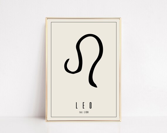 Minimalist Leo Zodiac Symbol The Lion Astrology Decor Poster