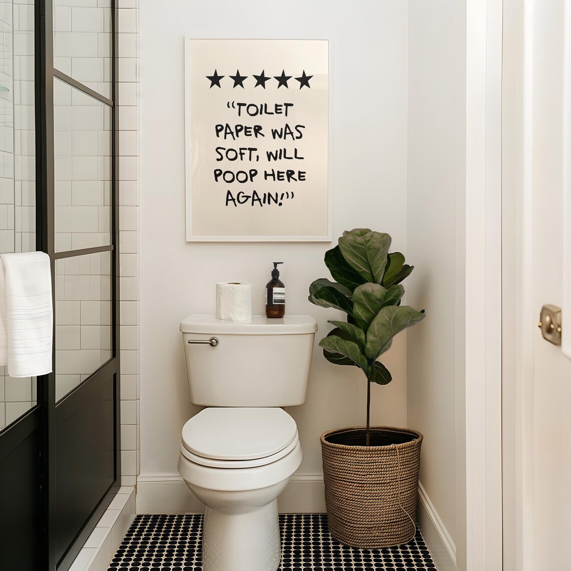 Funny Bathroom Review Quote Toilet Paper Was Soft Five Star Poster - Image 3