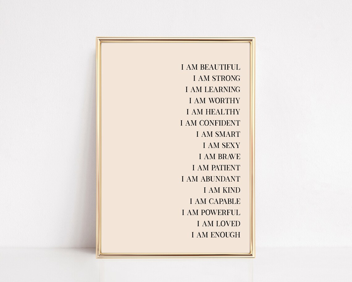 Affirmations Wall Art, Neutral Home Office Decor