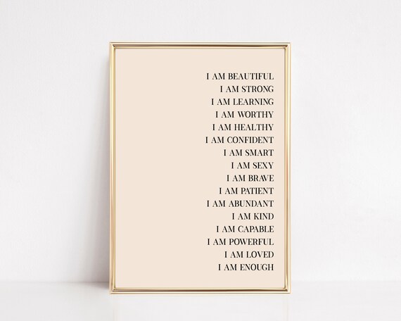 Affirmations Wall Art, Neutral Home Office Decor