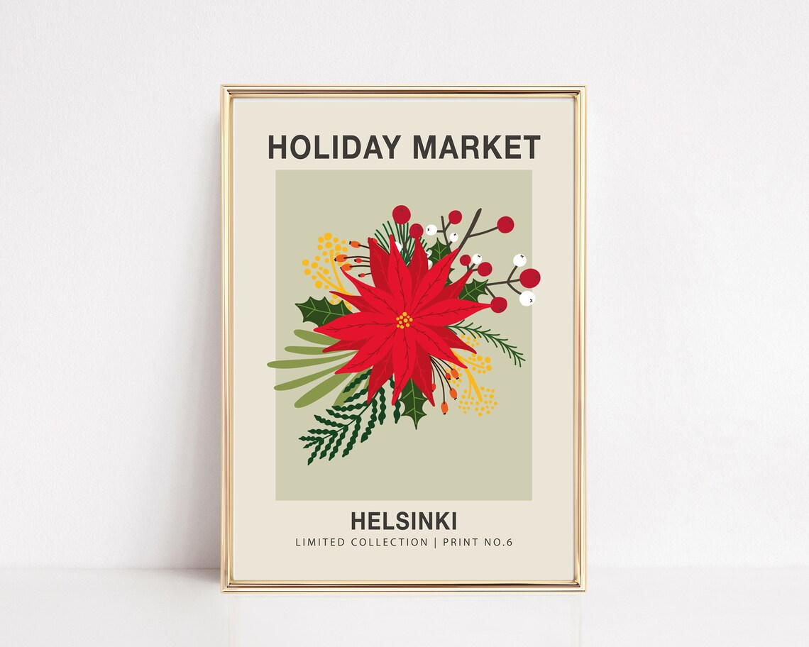Helsinki Holiday Flower Market Christmas Art Print