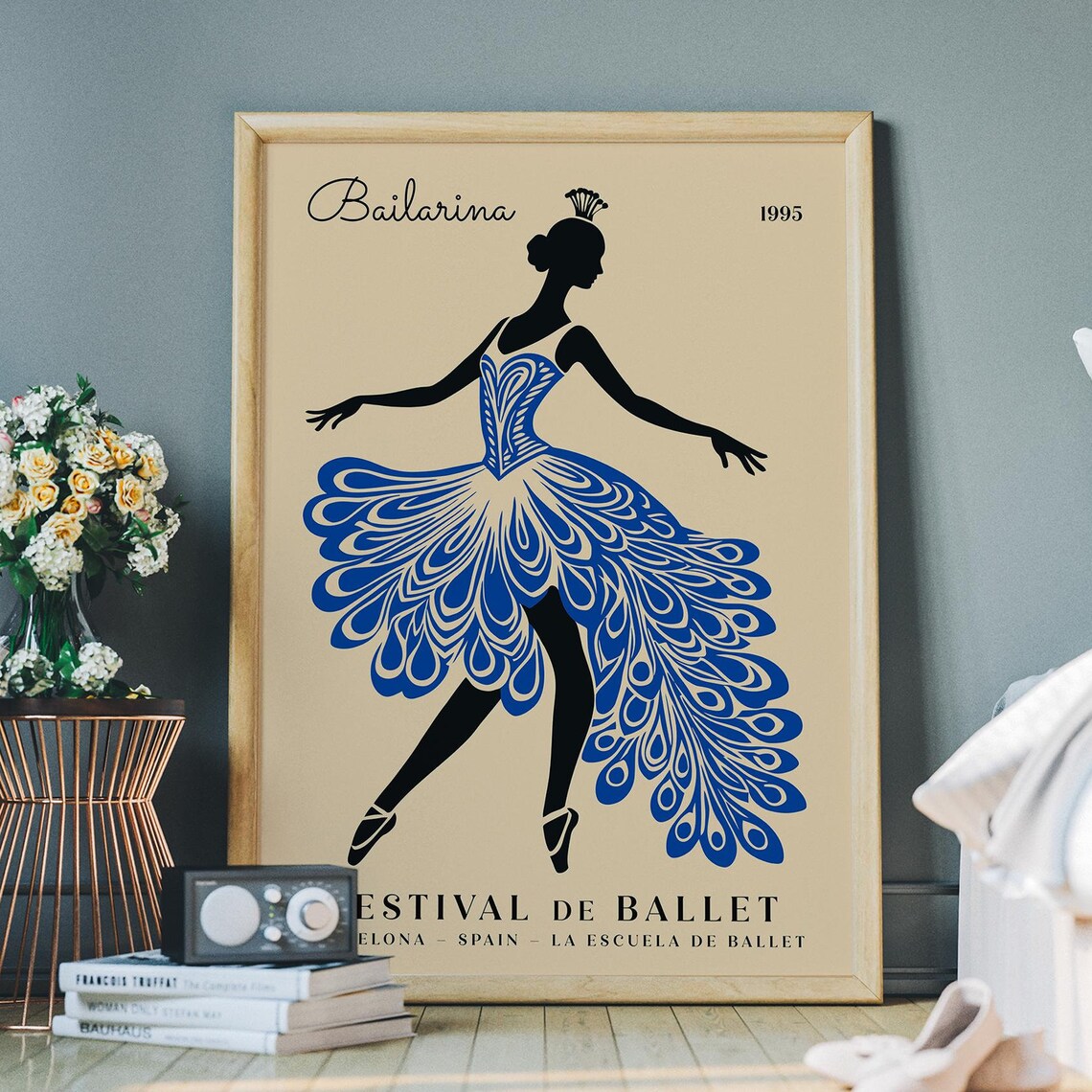 Festival de Ballet Barcelona 1995 Blue Peacock Tutu Dance Poster - Image 6