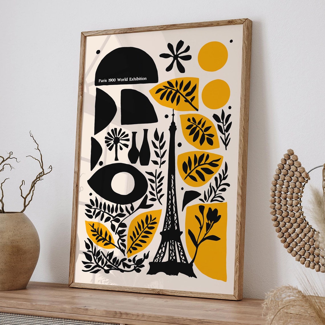 Paris 1900 World Exhibition Eiffel Tower Yellow Decor Poster
