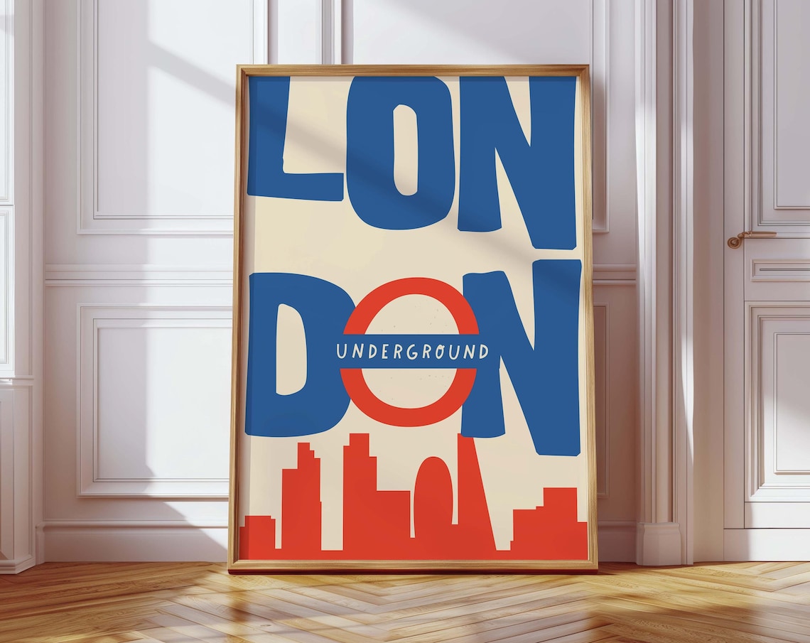 London Vintage Underground Travel Poster, Retro Decor