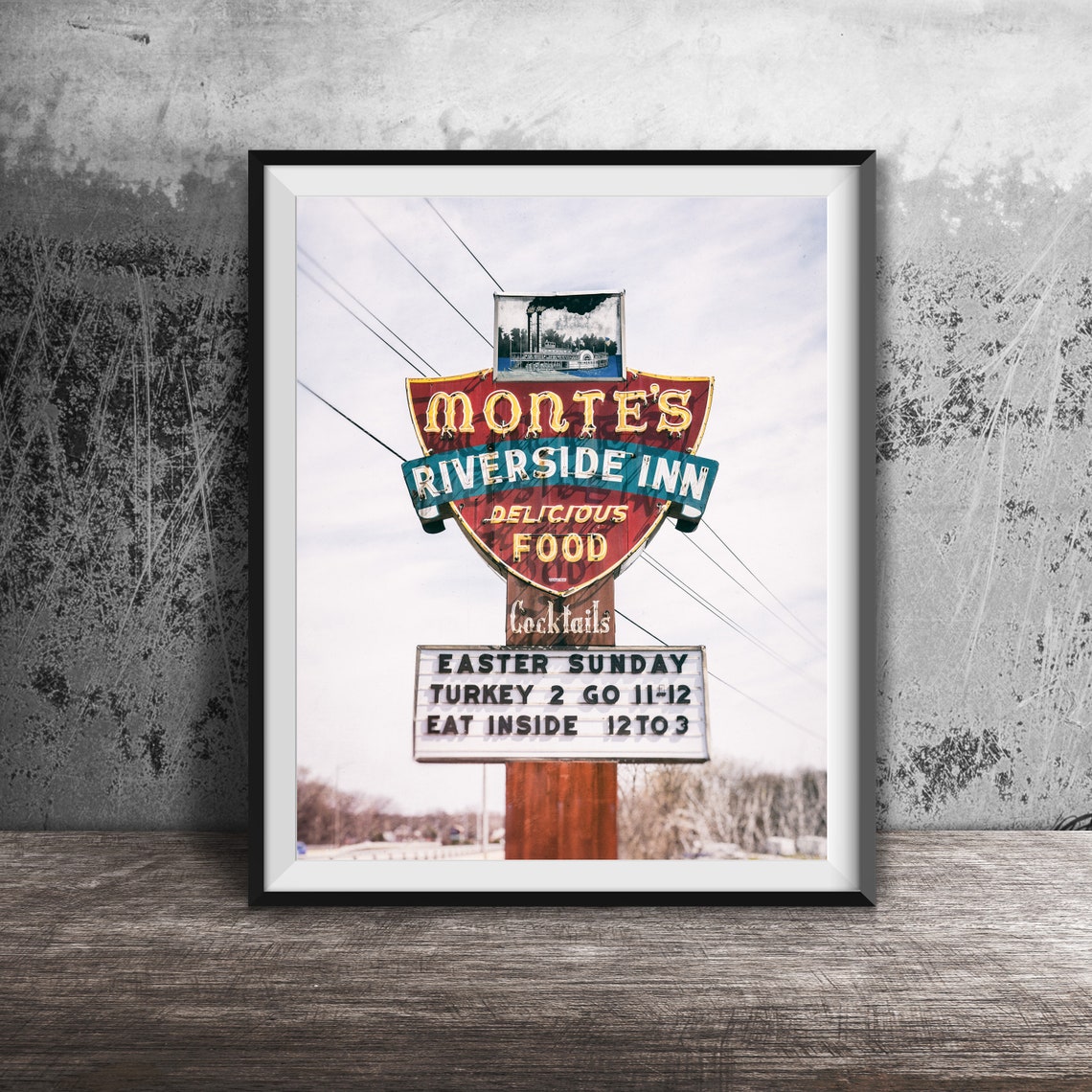 Monte's Riverside Inn Delicious Food Vintage Sign Photo Poster