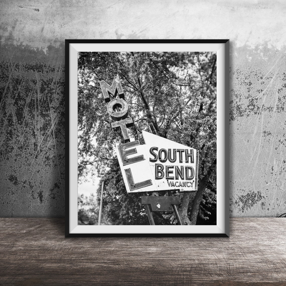 South Bend Motel Vacancy Red Neon Vintage Roadside Sign Poster - Image 2