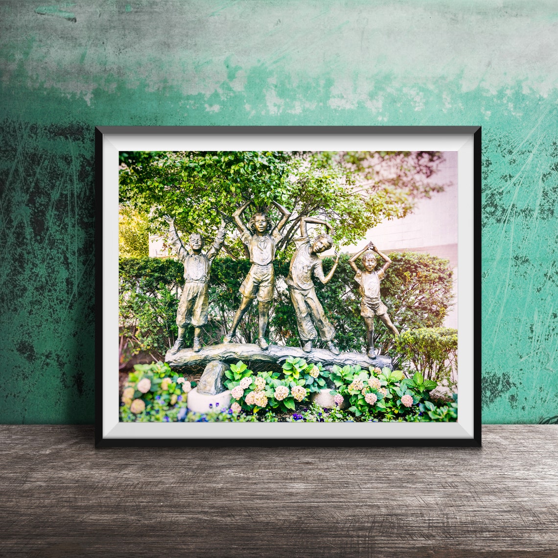 Dancing Children Bronze Statues Garden Sculpture Photo Poster