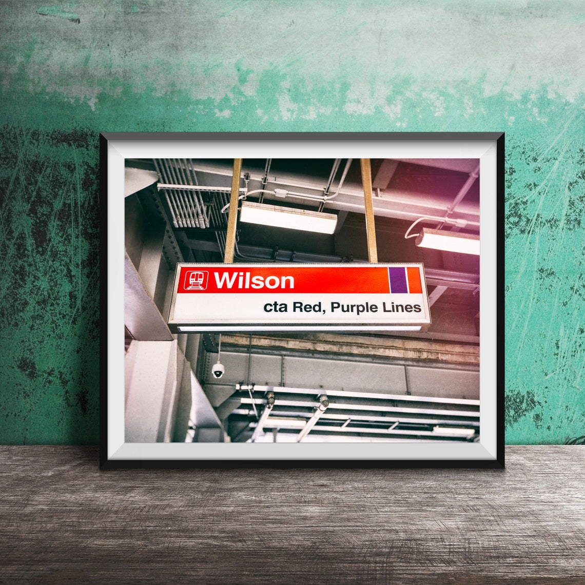 Wilson CTA Red Purple Lines Uptown Chicago Station Sign Poster