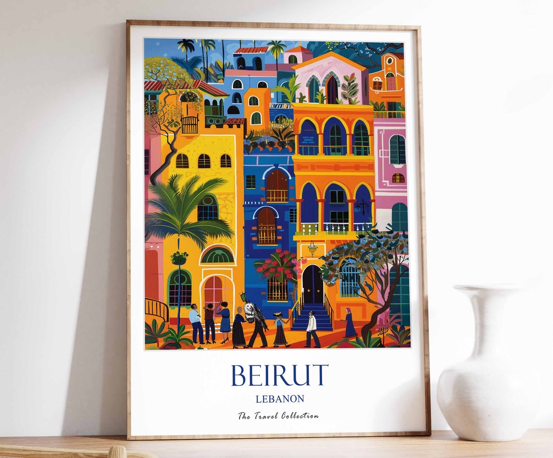 Beirut Lebanon Colorful Street Scene Travel Collection Poster