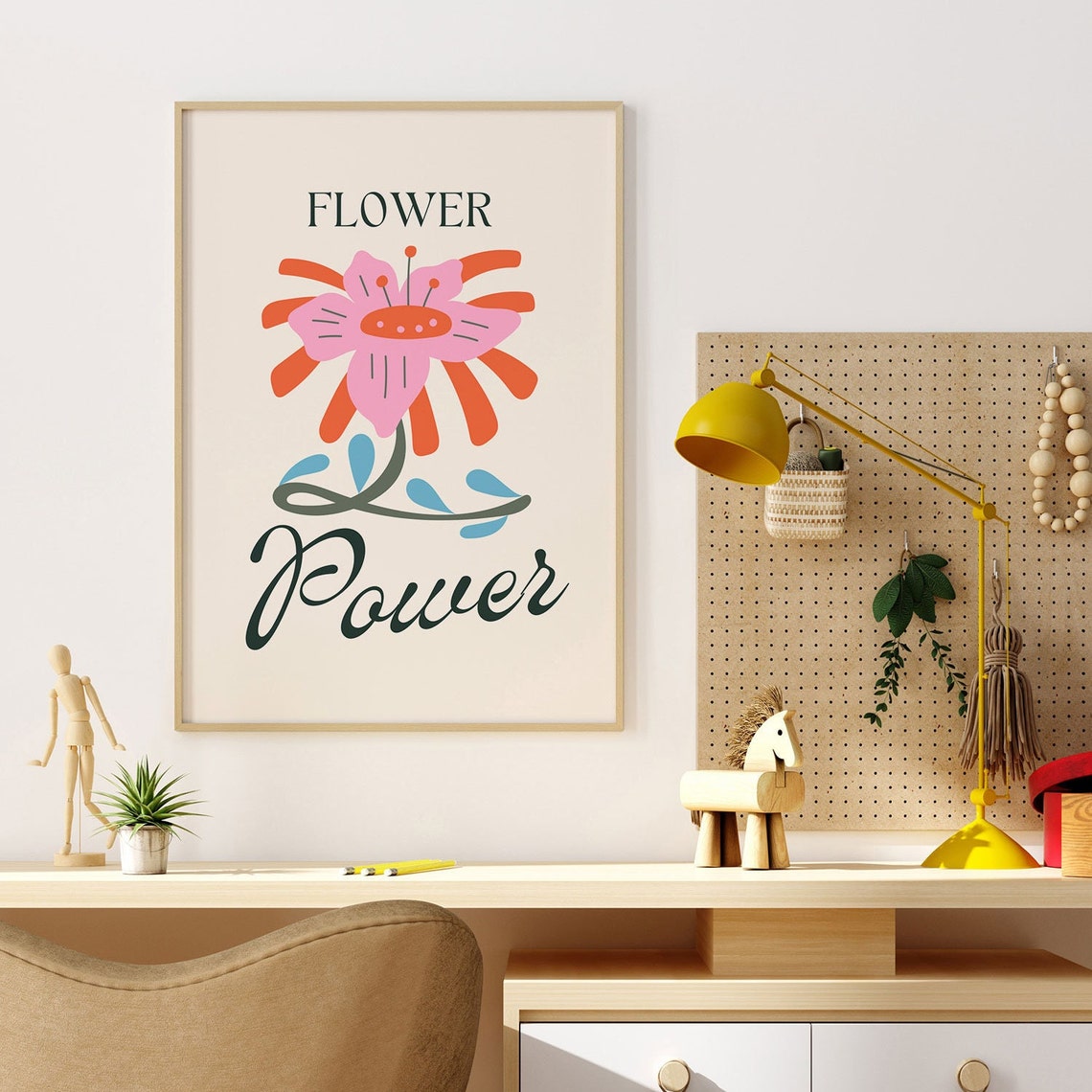 Flower Power Retro Bloom Quote Groovy Kids Room Decor Wall Art - Image 4