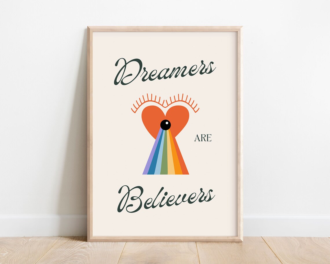 Dreamers Art Print, Rainbow Playroom Nursery Decor