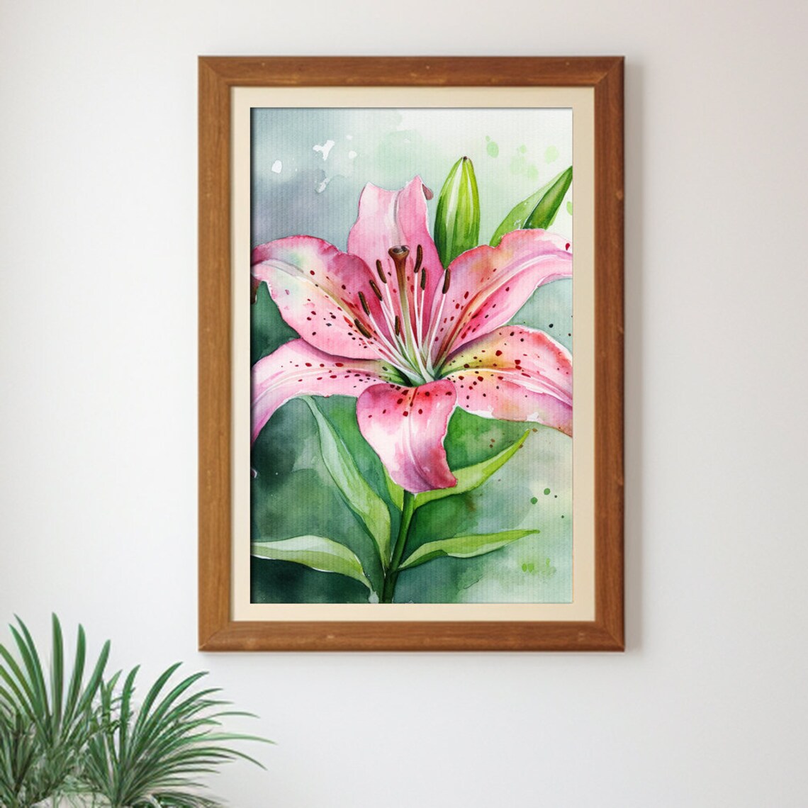 Pink Stargazer Lily Watercolor Botanical Floral Painting Poster - Image 3