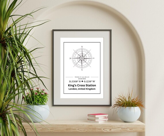 Custom Coordinates Compass, Personalized Memory Wall Art