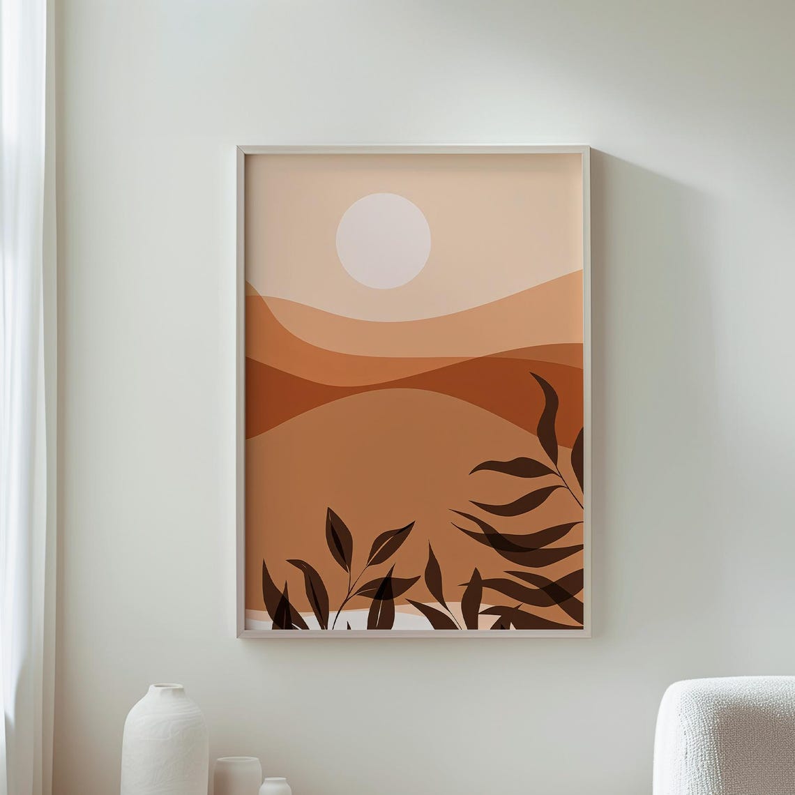 Minimalist Desert Dunes Sunset Terracotta Boho Landscape Art Poster
