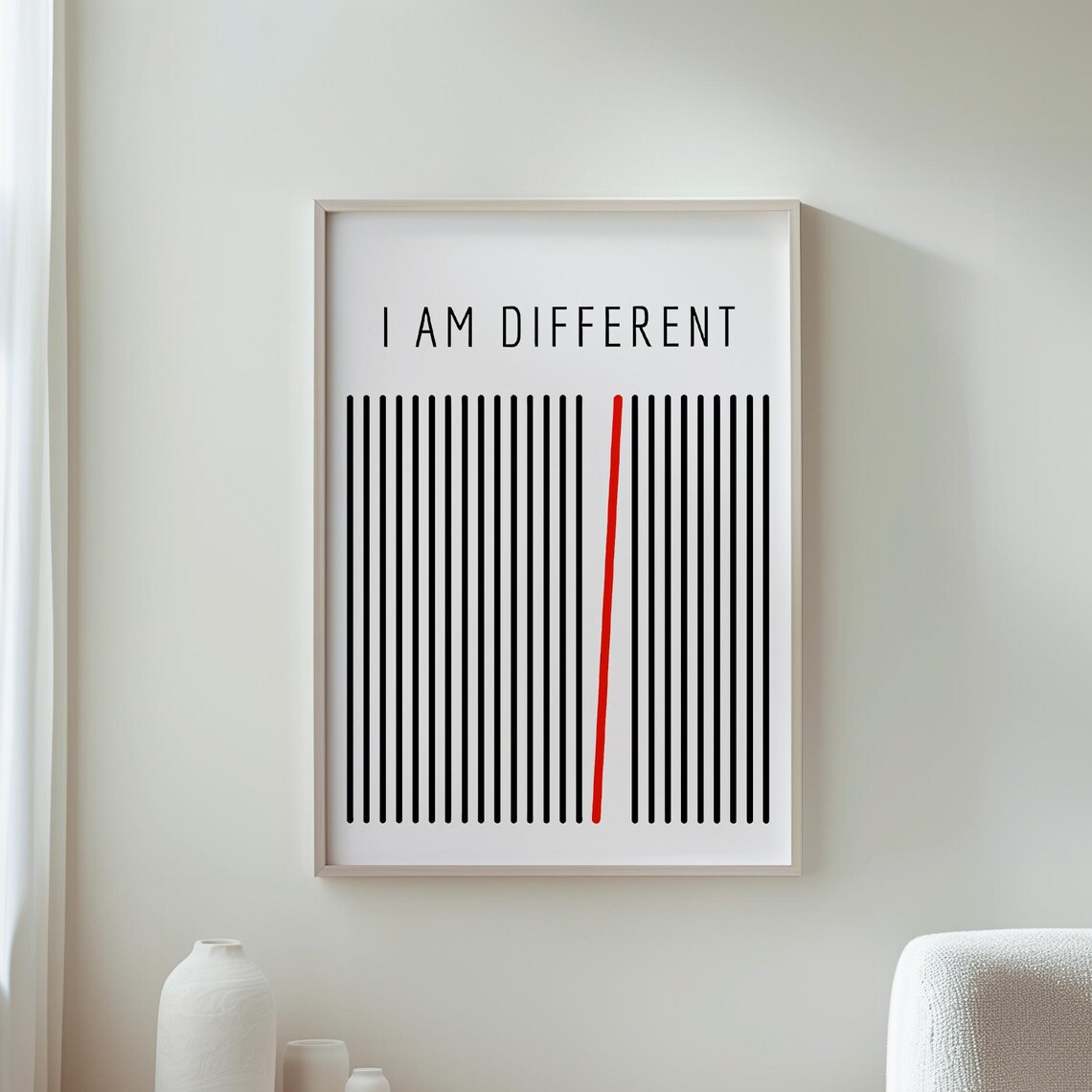 I Am Different Poster Inspirational Print Selflove Decor Positive Affirmation Art Motivational Wall Unique Home