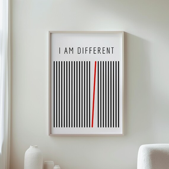 I Am Different Poster Inspirational Print Selflove Decor Positive Affirmation Art Motivational Wall Unique Home