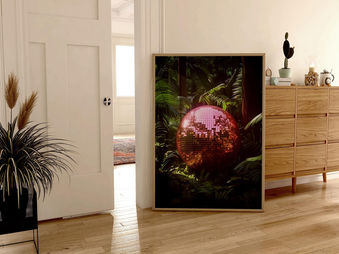 Retro Rainforest Disco Ball Art Print, Funky 70s - Image 5