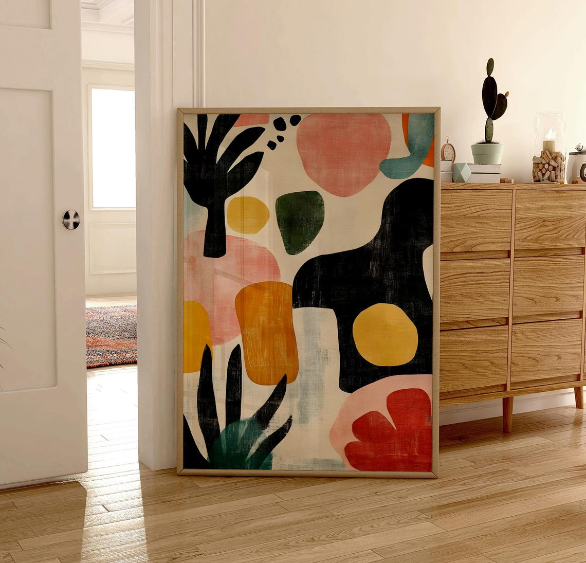 Colorful Mid Century Abstract Organic Shapes Modern Wall Art - Image 3