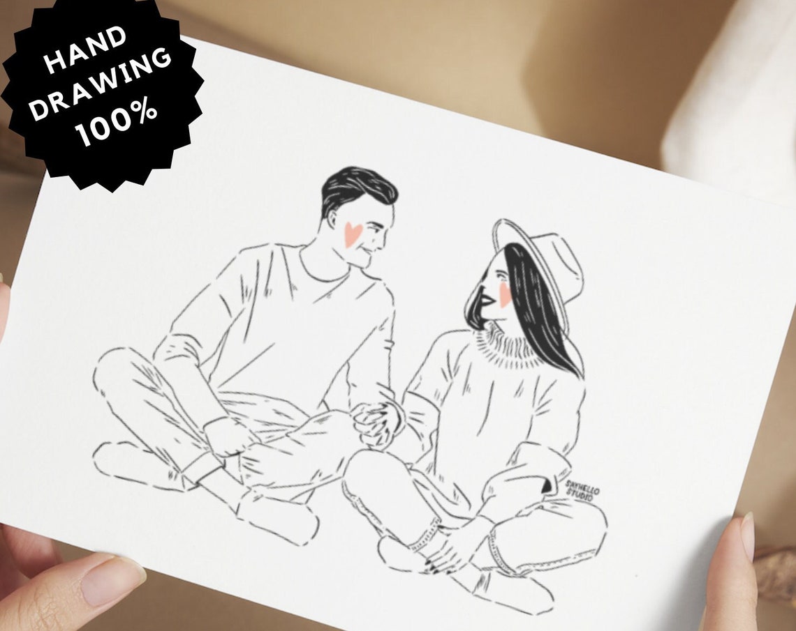 Custom Minimalist Portrait Art Commission Unique And Personalized Gift For Loved Ones Line Drawing From Photo Illustration - Image 5