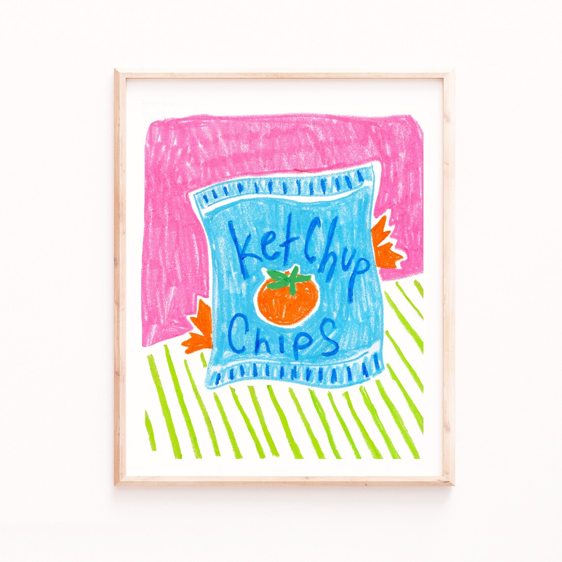 Ketchup Chips Modern Kitchen Art Print, Canadian Snack