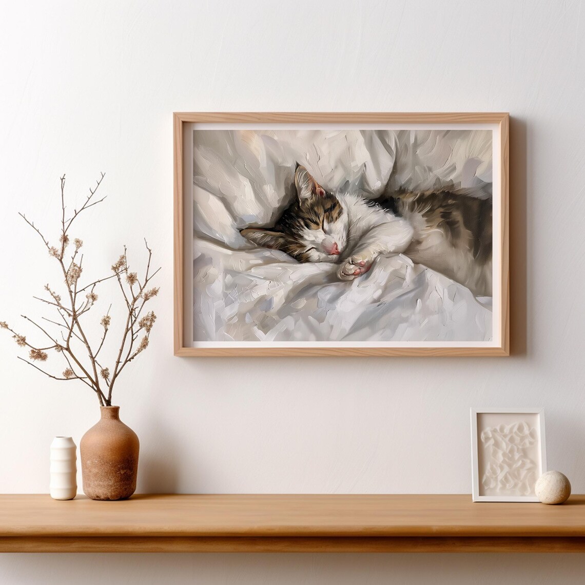 Vintage Tabby Cat Sleeping Cat Wall Art Print - Image 4