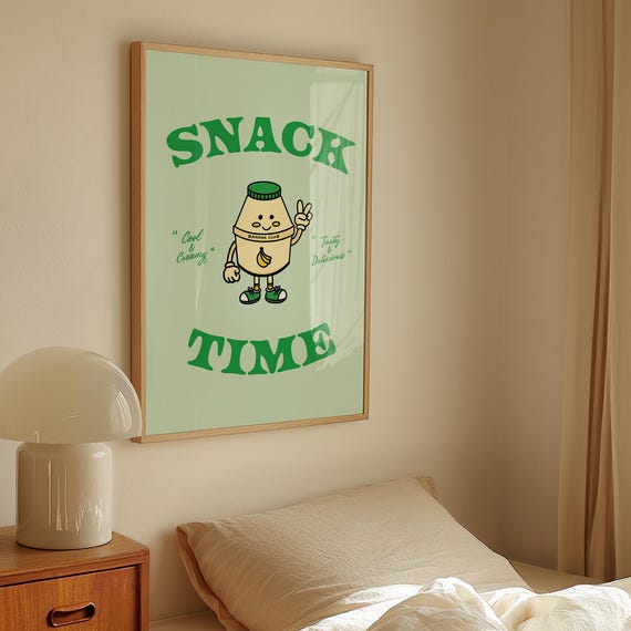 Cute Retro Banana Milk Drink Wall Art Kitchen Poster Korean Asian Printable Digital Download