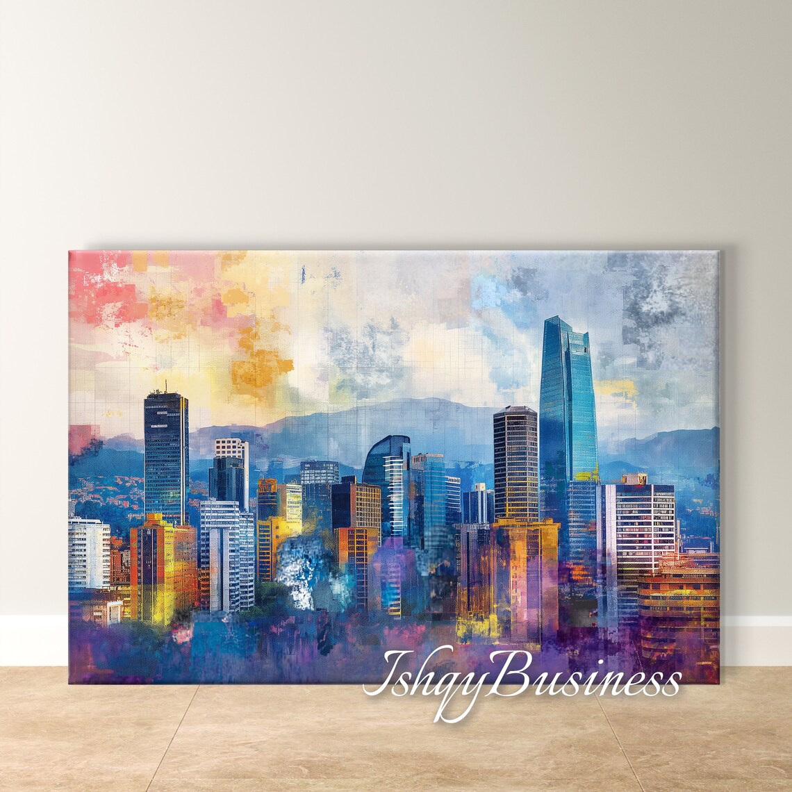 Bogota Colombia Skyline with Andes Mountains in Colorful Hues Poster