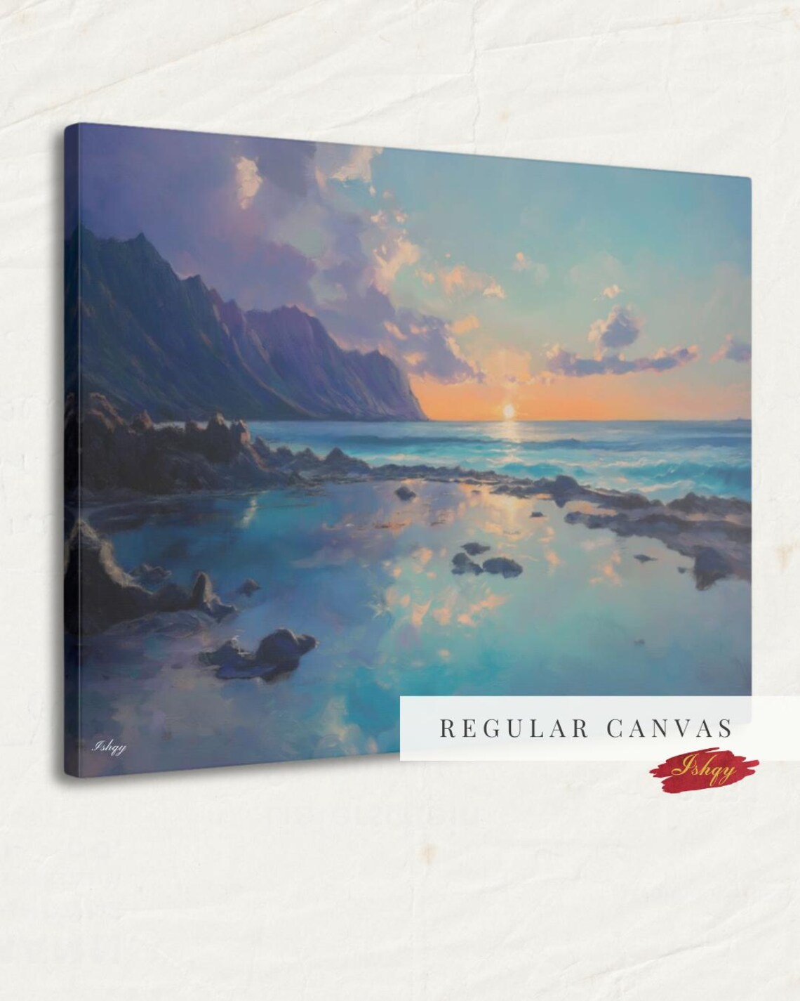 Hawaii Sunrise Rocky Tide Pools Turquoise Coast Seascape Poster - Image 2