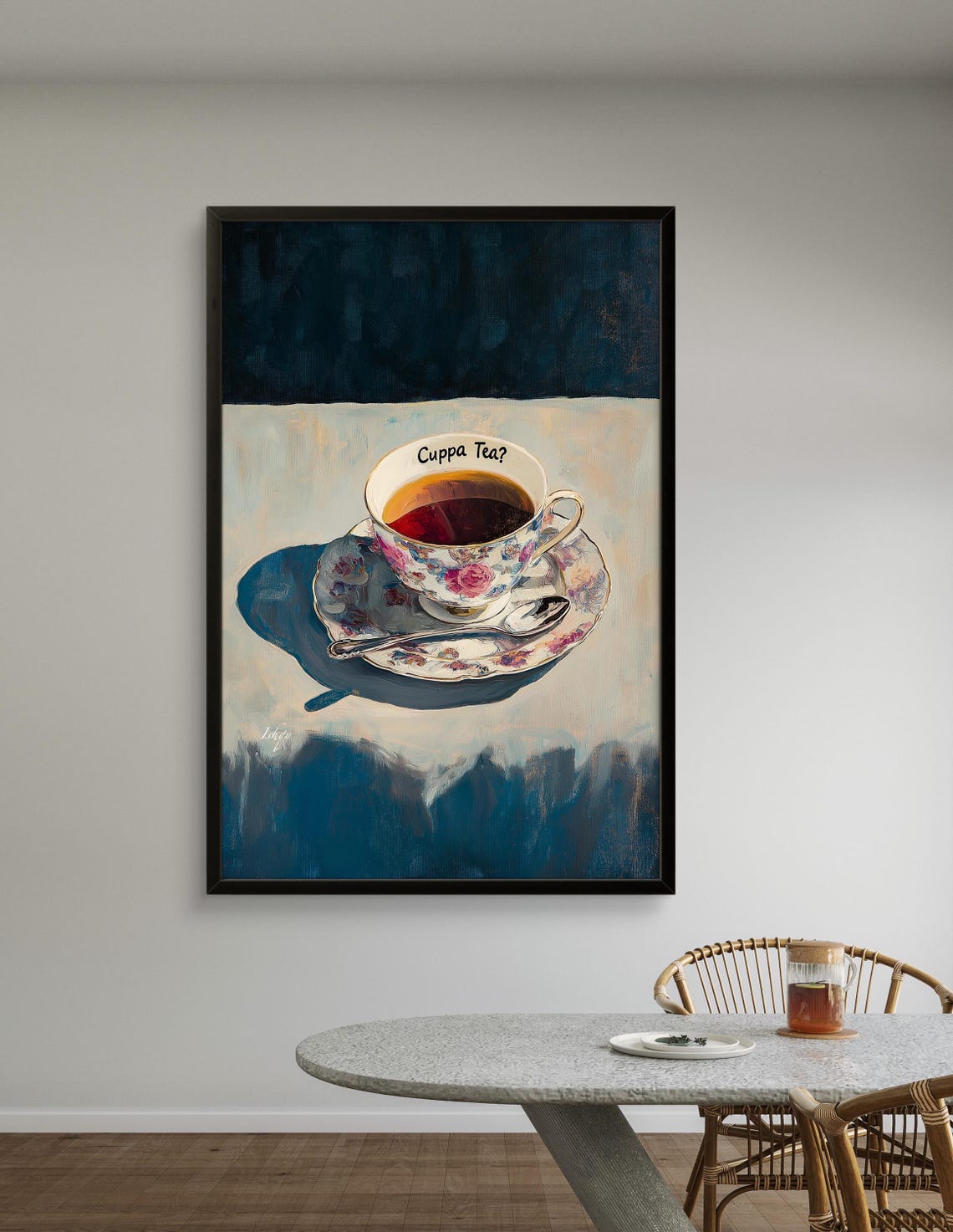 Vintage Floral Teacup Cuppa Tea Cozy Kitchen Art Wall Poster - Image 2