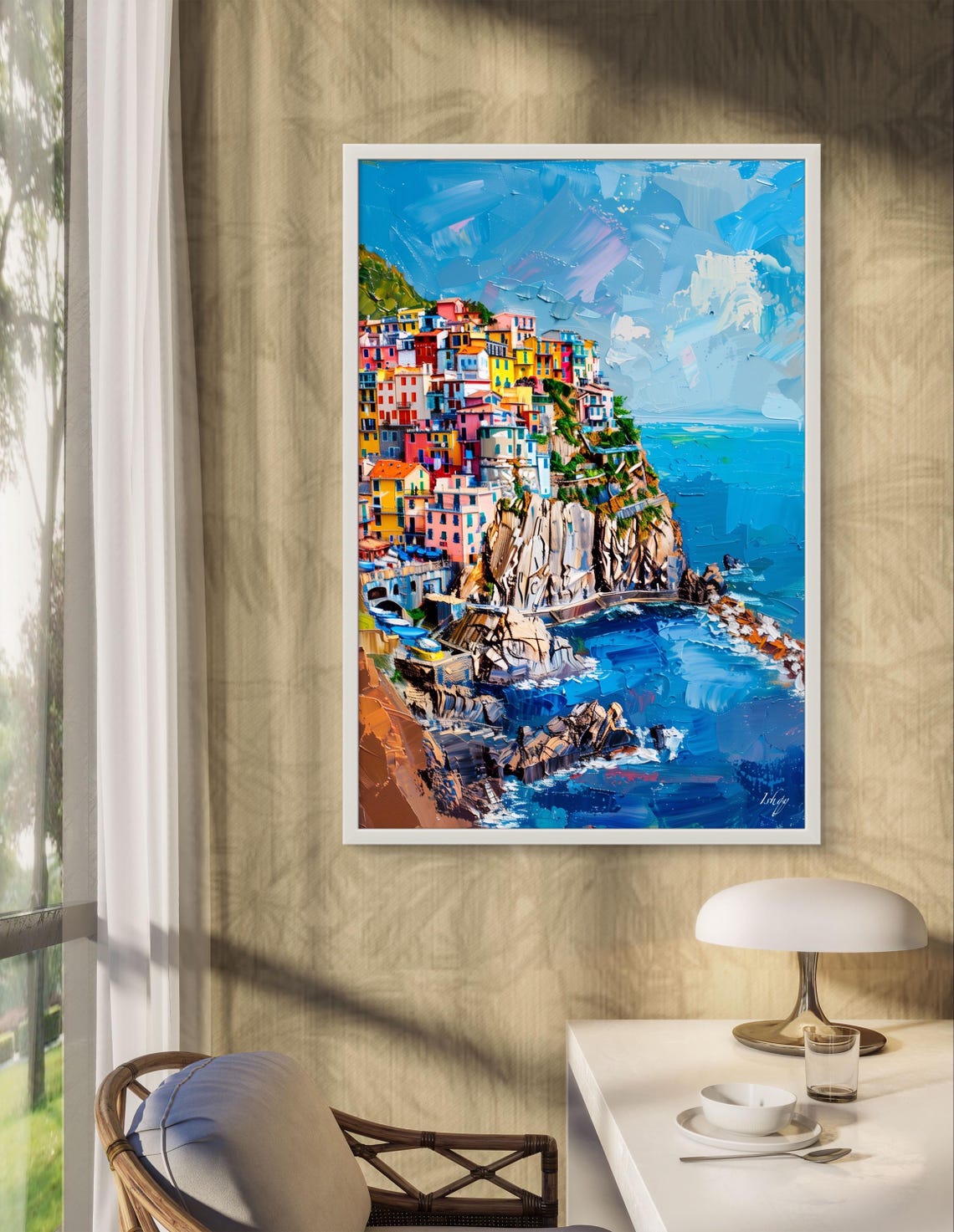 Cinque Terre Colorful Cliffside Village Over Blue Sea Art Poster - Image 3