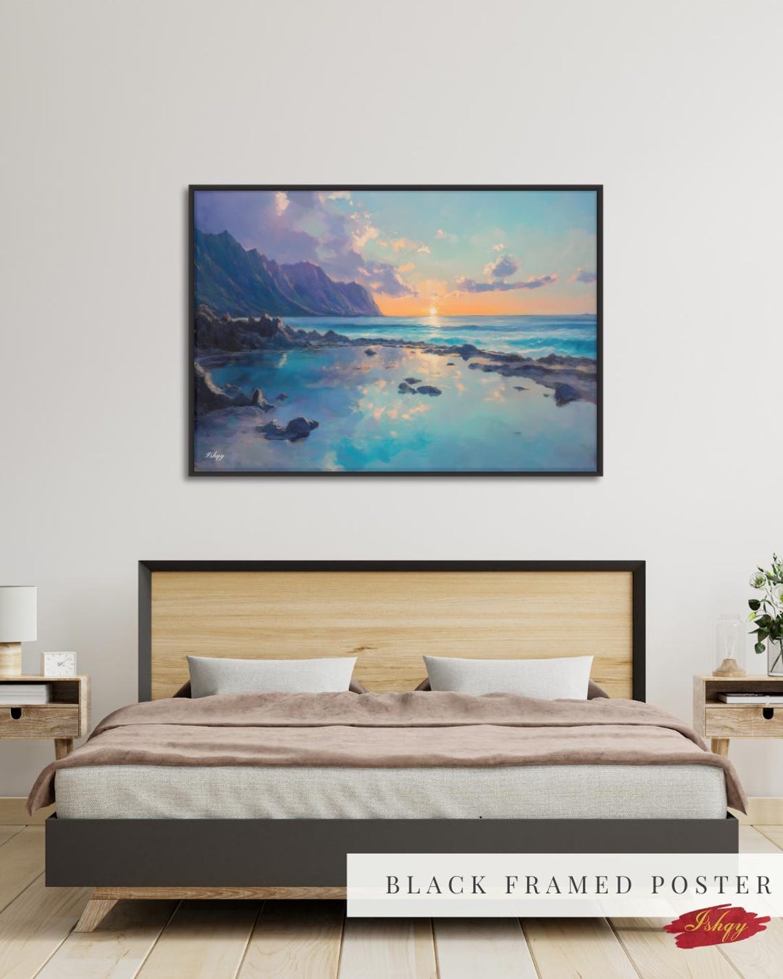 Hawaii Sunrise Rocky Tide Pools Turquoise Coast Seascape Poster - Image 3