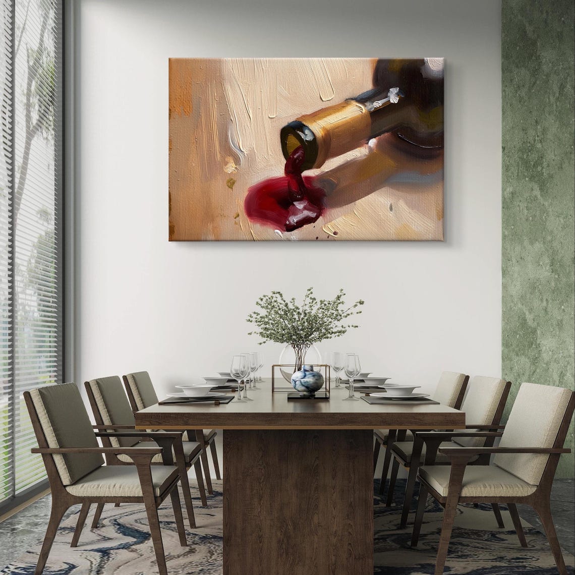 Spilled Red Wine Bottle Rustic Elegance Kitchen Painting Art Poster - Image 3