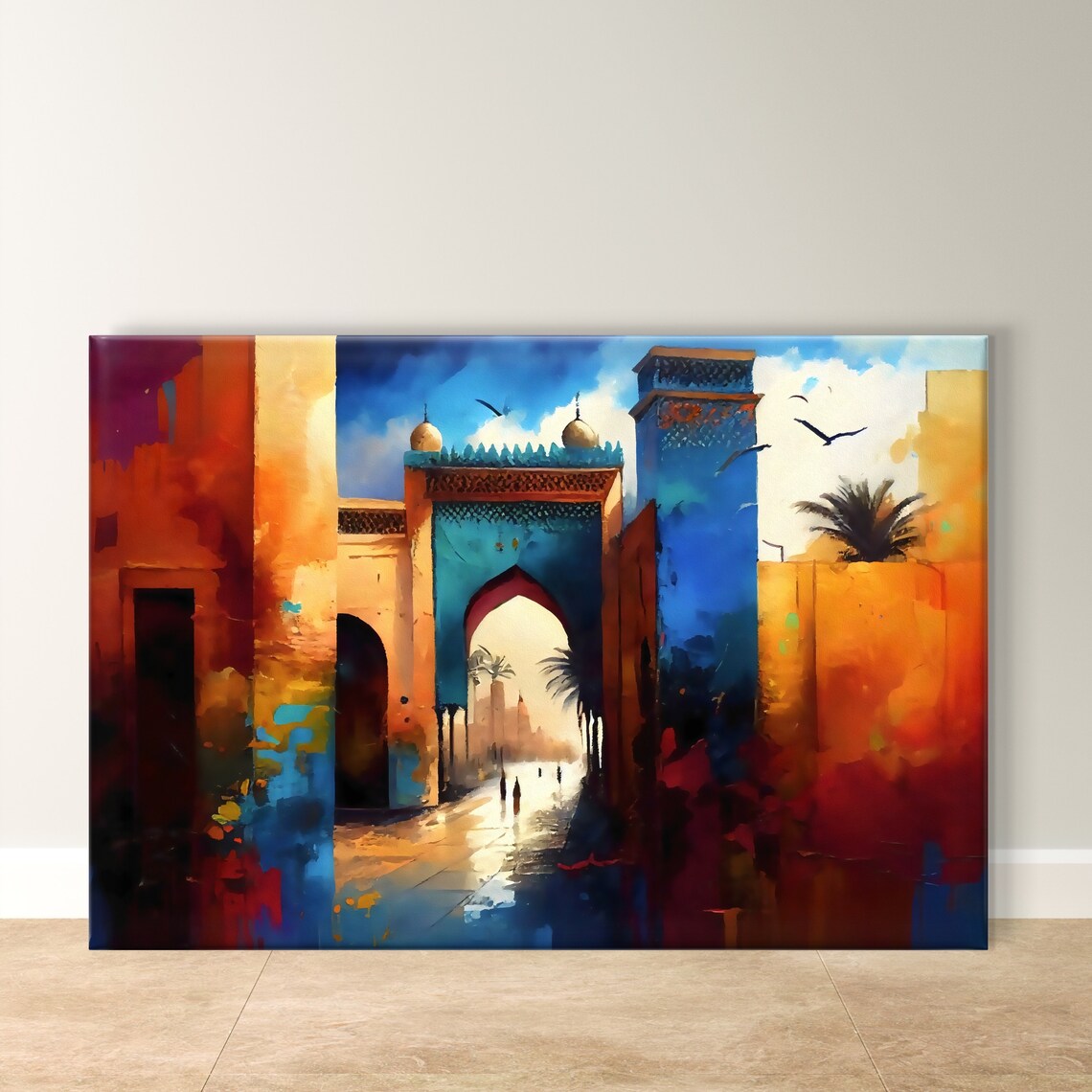 Marrakesh Moroccan Travel Poster, Vibrant Decor